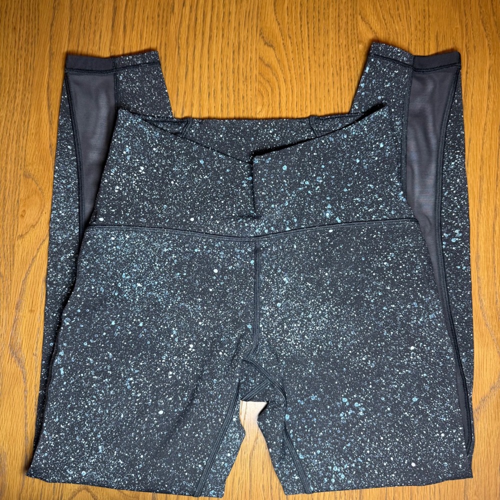 Lululemon Train Times Pant 7/8 Leggings Mineralize Multi Black Mesh Blue Size 6 - Picture 2 of 6